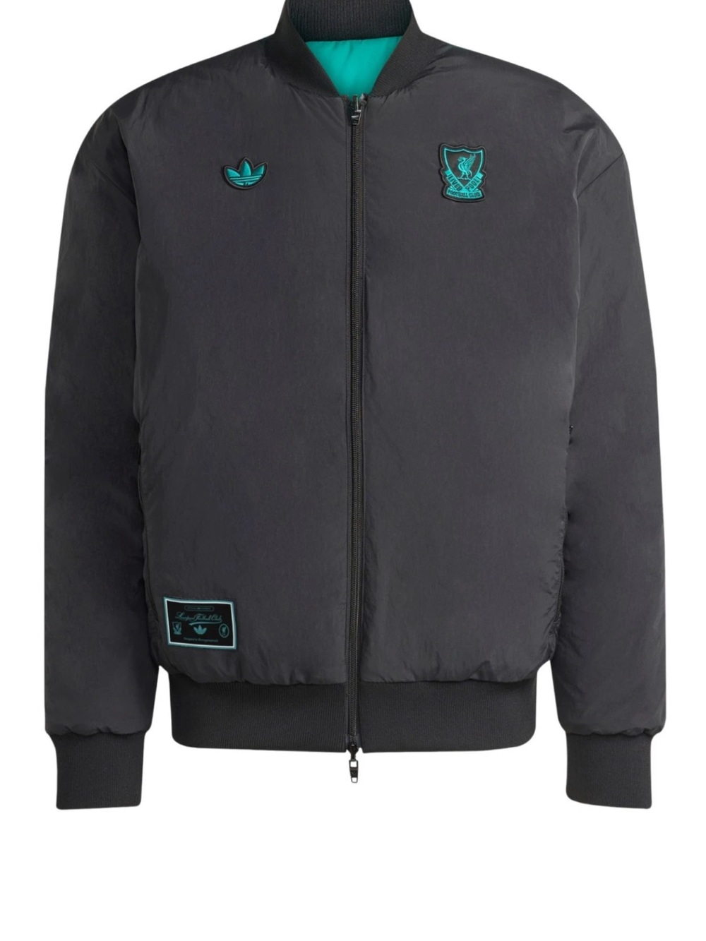 adidas Black Bomber Jacket with Teal Accents